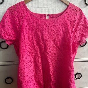J. Crew Pink Fitted Embellished Blouse